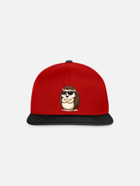 Igel mit Sonnenbrille - Snapback Cap - Rot/Schwarz