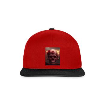 Crâne avec des roses - Casquette snapback - rouge/noir - Devant