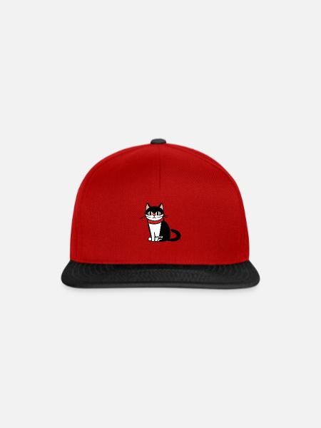 Niedliche Katze - Snapback Cap - Rot/Schwarz