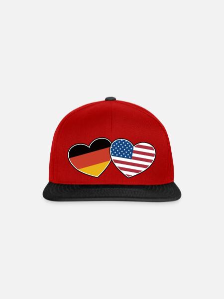 Deutsch Amerikanische Freundschaft - Geschenk - Snapback Cap - Rot/Schwarz