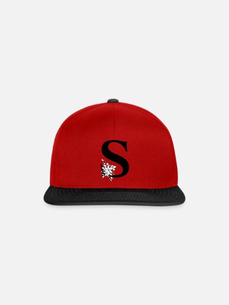 Buchstabe S - Snapback Cap - Rot/Schwarz