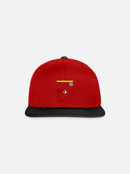 Boarding Pass - Berlin - Las Vegas - Snapback Cap - Rot/Schwarz