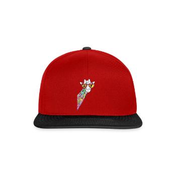 Dessin Girafe douce Coloré Hipster Avec lunettes de cœur - Casquette snapback - rouge/noir - Devant