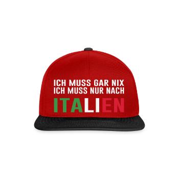Italien Spruch Reise - Snapback Cap - Rot/Schwarz - Vorne