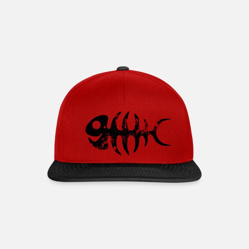 Skelett - Snapback Cap - Rot/Schwarz