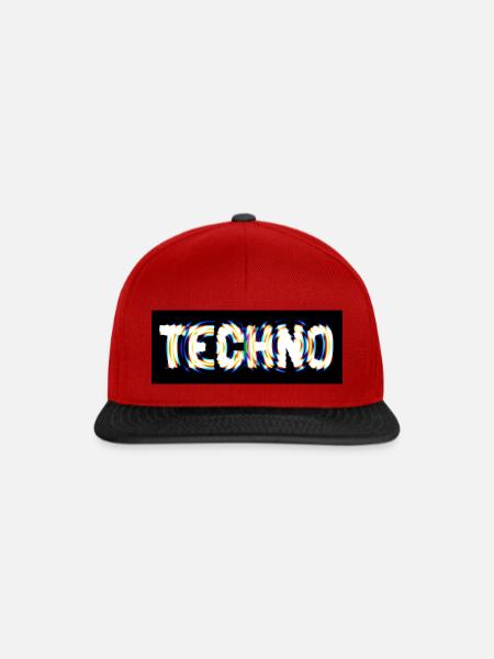 Techno - Snapback Cap - Rot/Schwarz