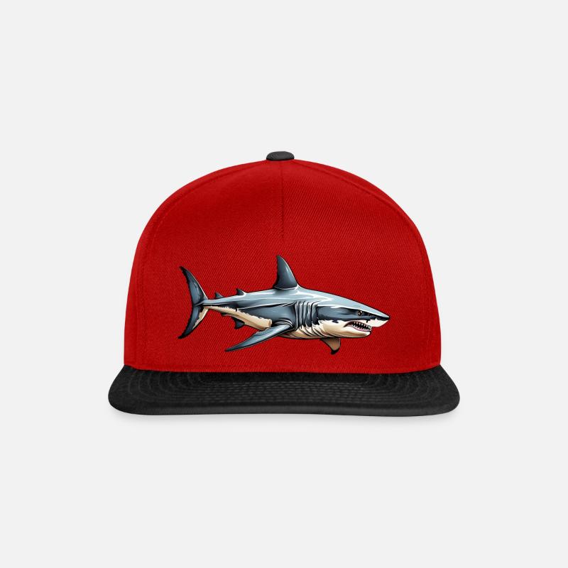 Weißer Hai - Snapback Cap - Rot/Schwarz