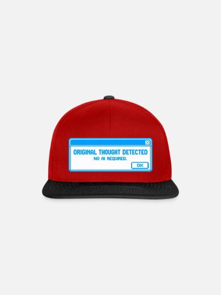 Ursprünglicher Gedanke erkannt – Anti-KI-Schlam - Snapback Cap - Rot/Schwarz
