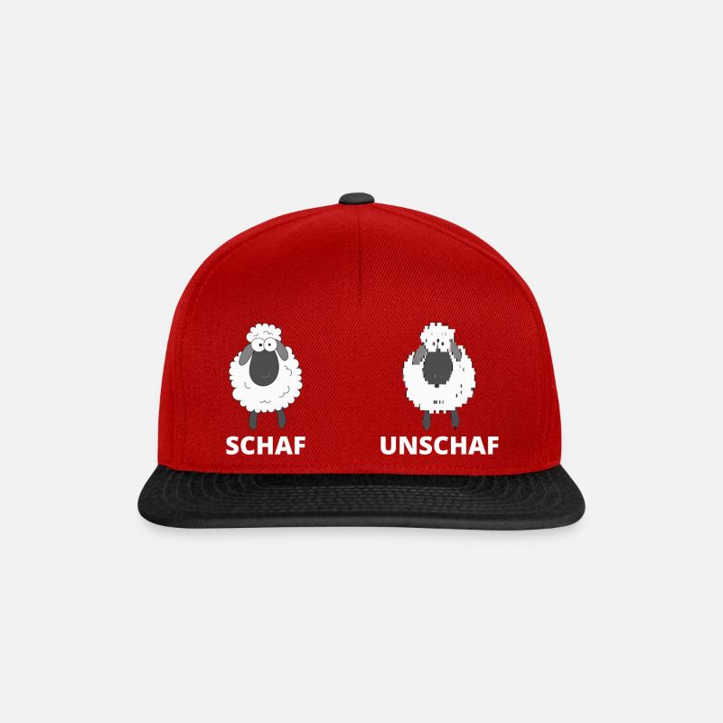 Schäfchen Schaf Unschaf Schafbock Schaffell - Snapback Cap - Rot/Schwarz
