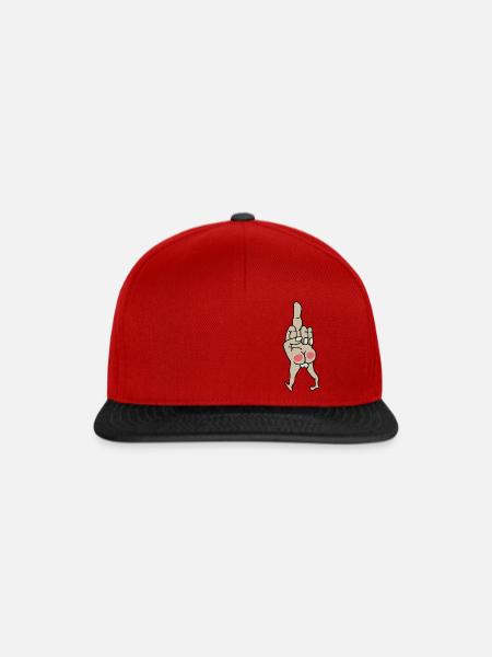 Mittelfinger Arsch - Snapback Cap - Rot/Schwarz