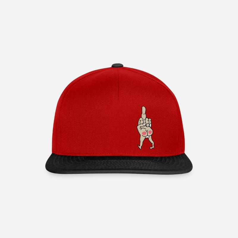 Mittelfinger Arsch - Snapback Cap - Rot/Schwarz
