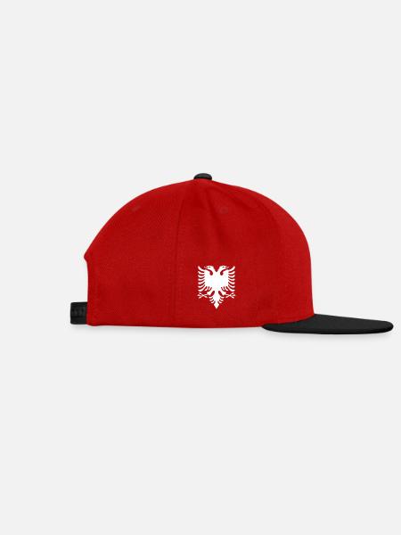 Albanien // Weiß - Snapback Cap - Rot/Schwarz