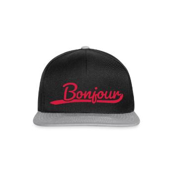 bonjour - französisches Tshirt - Snapback Cap - Schwarz/Grau - Vorne
