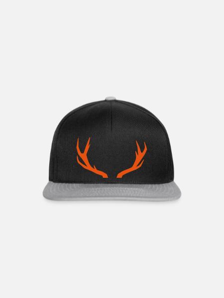 Geweih Hirsch - Snapback Cap - Schwarz/Grau