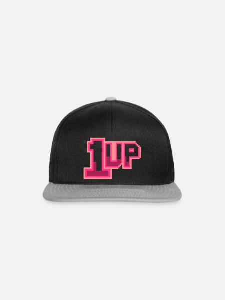 1 Up (Pixel-Schriftzug) - Snapback Cap - Schwarz/Grau
