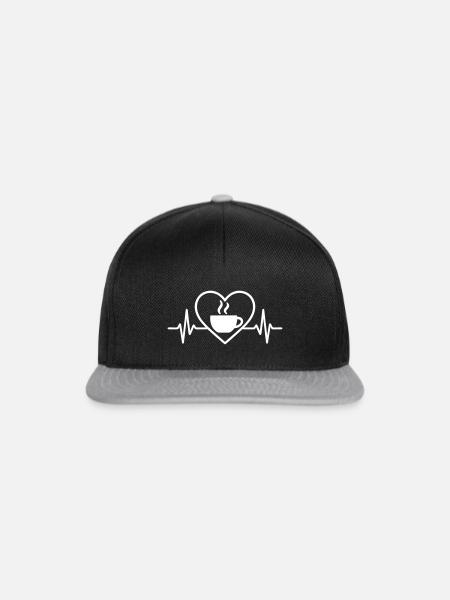 Kaffee Dampfbecher Herz - Snapback Cap - Schwarz/Grau