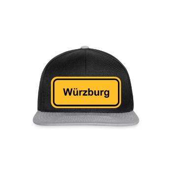 Ortsschild Würzburg Ort Schild Ortstafel Schrift - Snapback Cap - Schwarz/Grau - Vorne