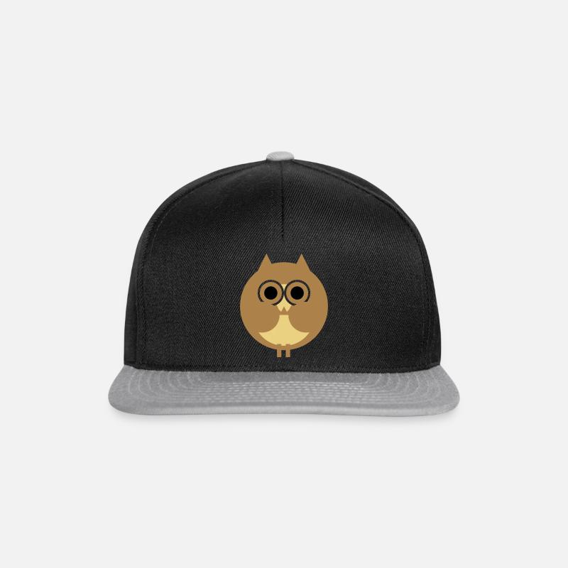 Geometrisches Eulen-Design - Snapback Cap - Schwarz/Grau