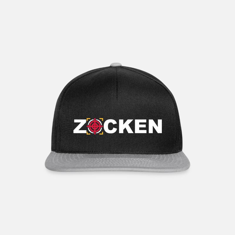 zocken online PC gaming Konsole %zocker #zocken - Snapback Cap - Schwarz/Grau