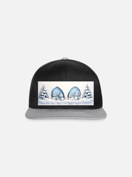 Kleiner Schneemann mit Weihnachtsbäumen - Snapback Cap - Schwarz/Grau
