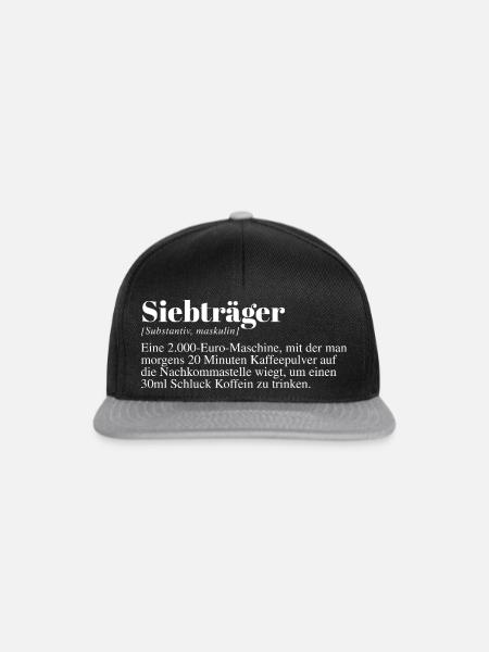 Siebträger Kaffee Spruch - Snapback Cap - Schwarz/Grau