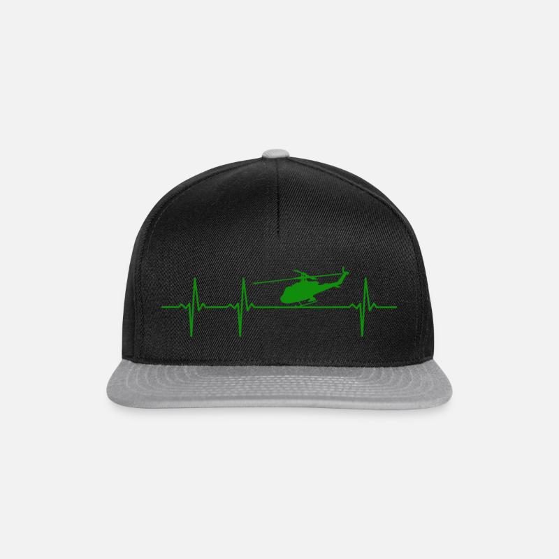 Hubschrauber Helicopter Heli Herzschlag - Snapback Cap - Schwarz/Grau