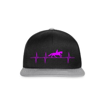 Pferde Herzschlag Reiten Pferd Reiterin - Snapback Cap - Schwarz/Grau - Vorne
