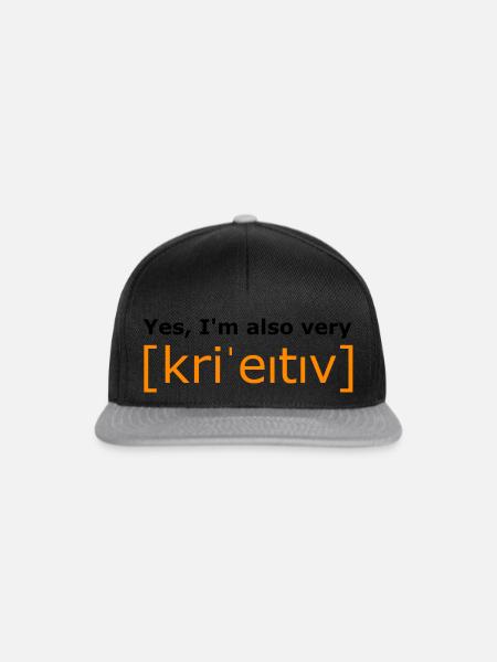 I'm also creative - in Orange - Snapback Cap - Schwarz/Grau