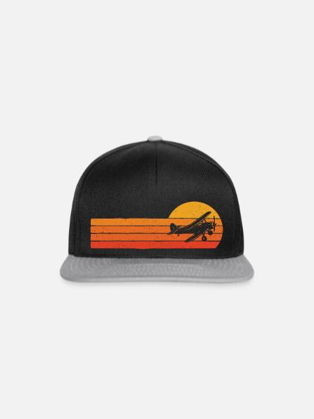 Vintage Propeller Flugzeug - Classic Aviation - Snapback Cap - Schwarz/Grau