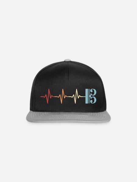Altschlüssel Viola Bratsche Herzschlag - Snapback Cap - Schwarz/Grau