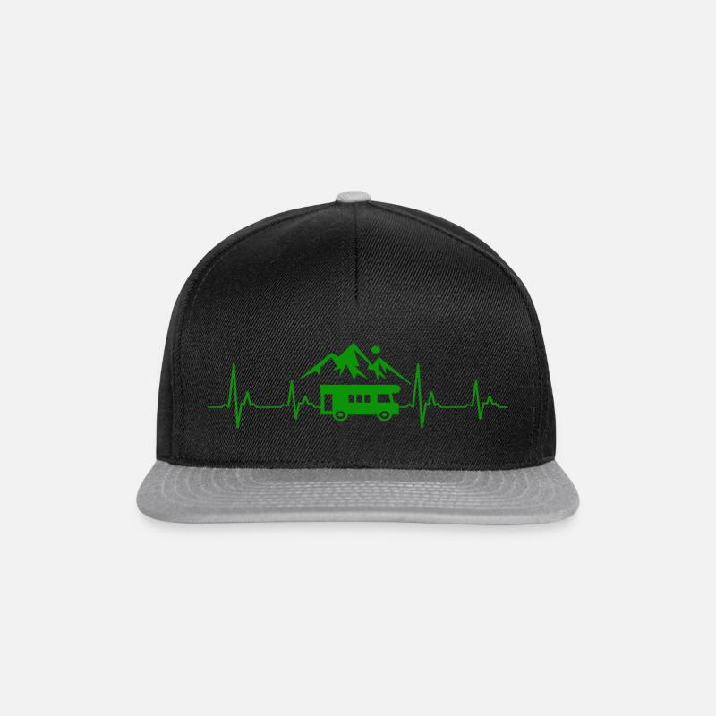 Herzschlag Wohnwagen Urlaub Camping Berge - Snapback Cap - Schwarz/Grau