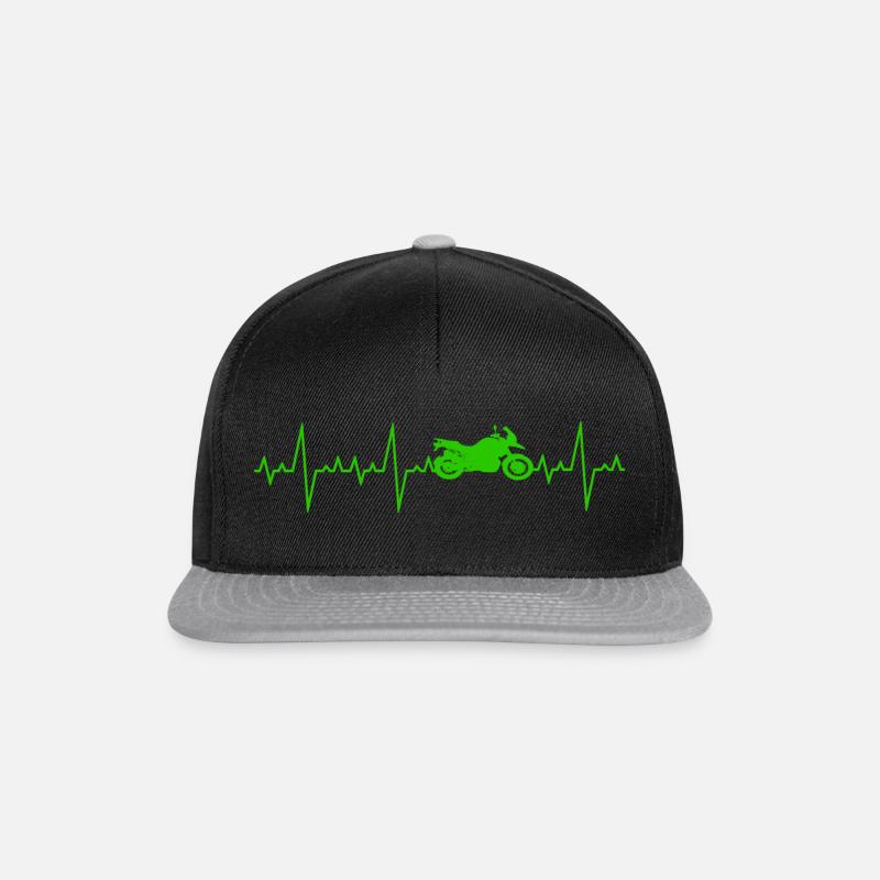 Motorrad Biker Herzschlag Enduro Motorradfahrer - Snapback Cap - Schwarz/Grau
