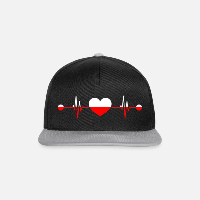 Herzschlag Polska Pole Polen - Snapback Cap - Schwarz/Grau