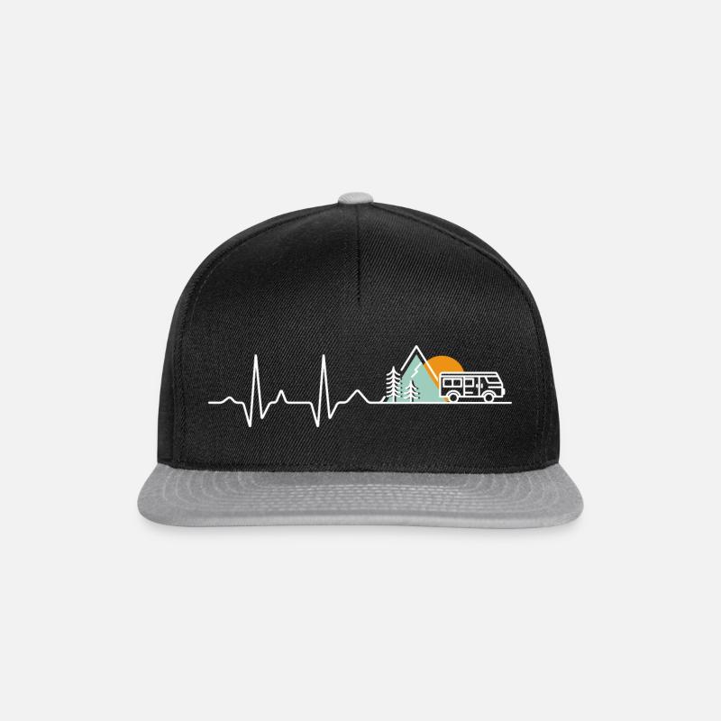 Camperbus Campervan Herzschlag Geschenk Puls - Snapback Cap - Schwarz/Grau