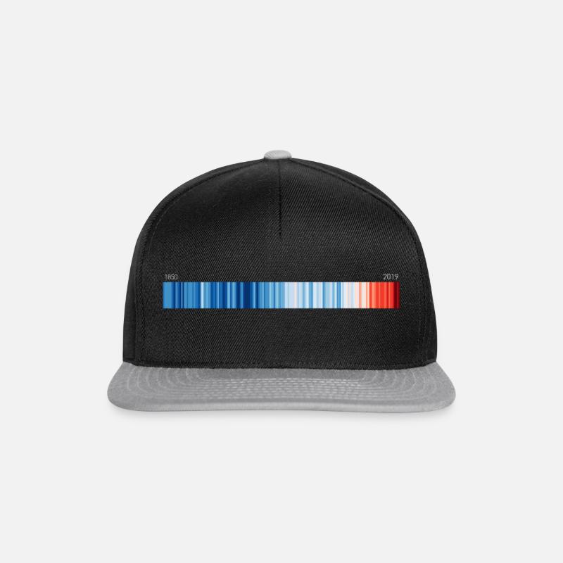 Globalwarmingstripes 1850-2019 - Snapback Cap - Schwarz/Grau