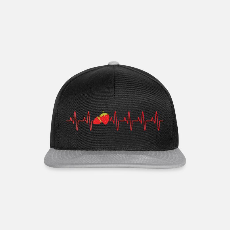 Erdbeere Herzschlag Frucht Geschenk - Snapback Cap - Schwarz/Grau