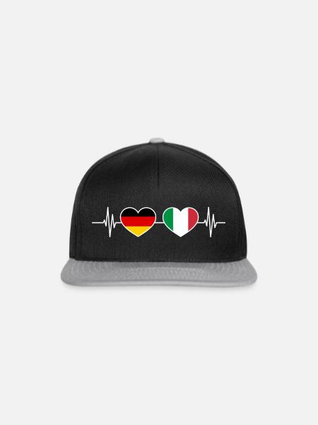 Herzschlag Deutschland Italien - Snapback Cap - Schwarz/Grau