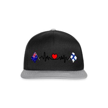 Cardio cardiaque avec Flag Australia, Finlande - Casquette snapback - noir/gris - Devant