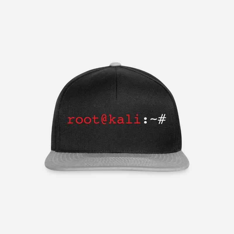 root@kali:~# - Cybersecurity - Pentester - Hacking - Snapback Cap - Schwarz/Grau
