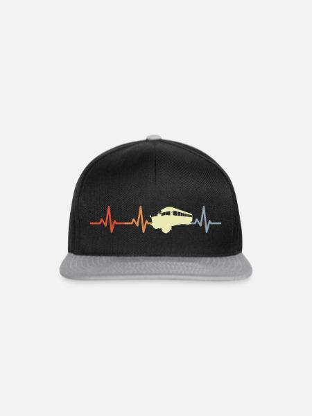 Retro Schulbus Kardiogramm - Snapback Cap - Schwarz/Grau