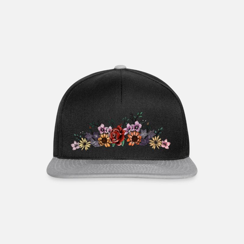 Flowers - Snapback Cap - Schwarz/Grau