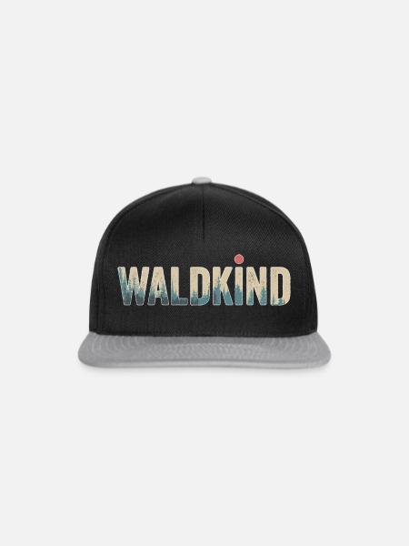 Waldkind natur Naturmensch camping Geschenk - Snapback Cap - Schwarz/Grau
