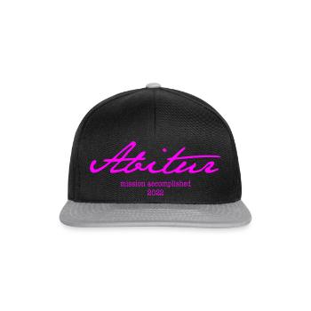 Abi '22 Motto mit Stil - Mission accomplished 2022 - Snapback Cap - Schwarz/Grau - Vorne
