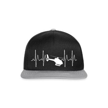 Hubschrauber Helikopter Pilot Herzschlag Geschenk - Snapback Cap - Schwarz/Grau - Vorne