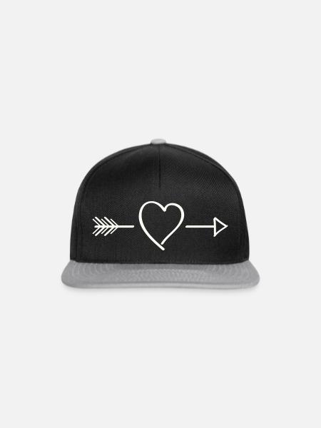 Herzpfeil Linienkunst - Snapback Cap - Schwarz/Grau