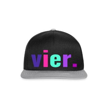 4. Geburtstag Geschenk 4 Jahre Vier - Snapback Cap - Schwarz/Grau - Vorne