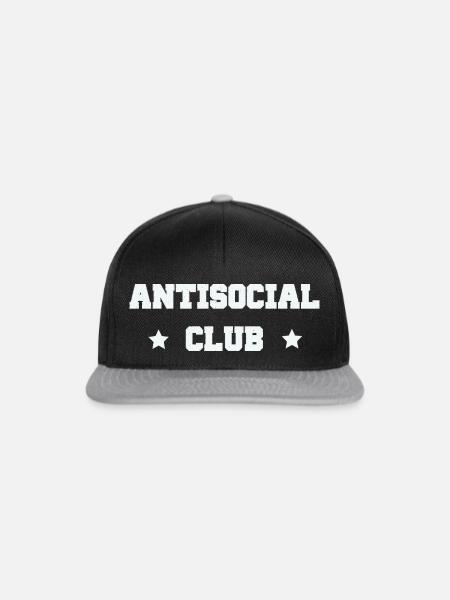 Antisocial Club – Einzelgänger Sarkasmus Spruch - Snapback Cap - Schwarz/Grau