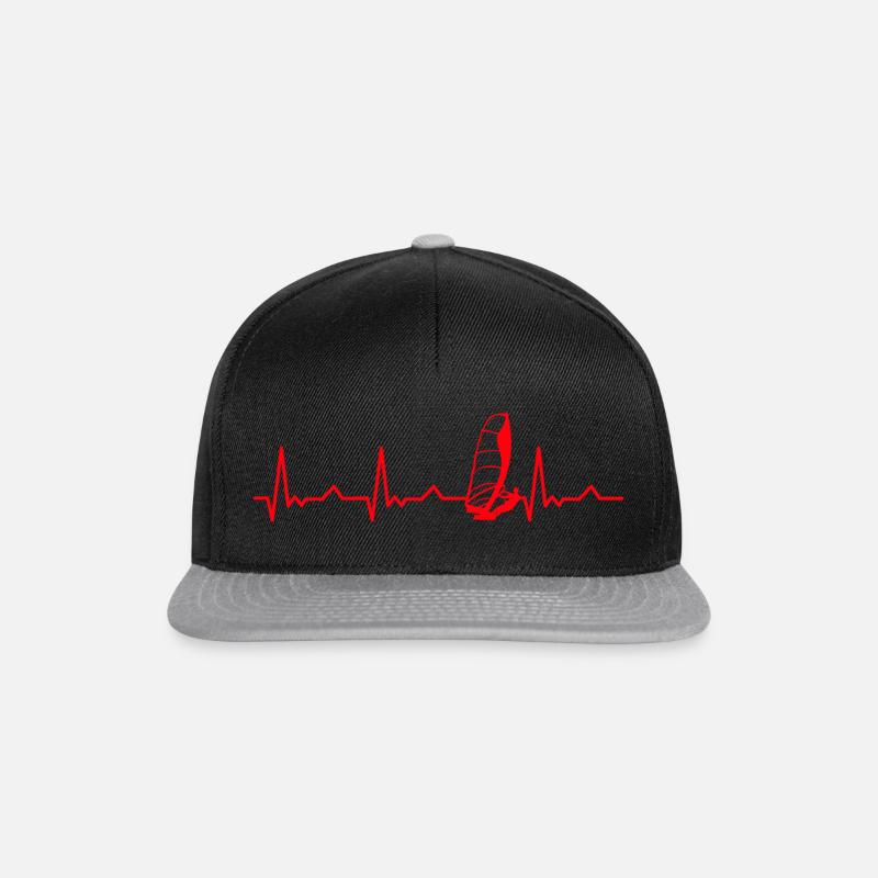 Herzschlag Windsurfer Windsurfen - Snapback Cap - Schwarz/Grau