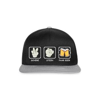 Schere Stein Papier/ Paar Bier - Snapback Cap - Schwarz/Grau - Vorne