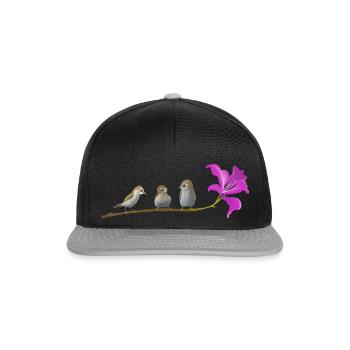 Little birdies Kleine Vögel - Snapback Cap - Schwarz/Grau - Vorne
